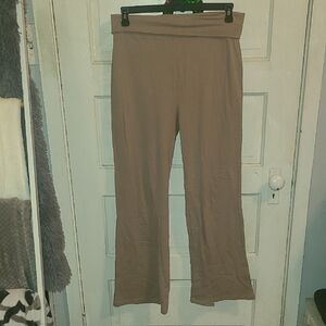 Wide-Leg Fold-Over Waist Pants in Taupe